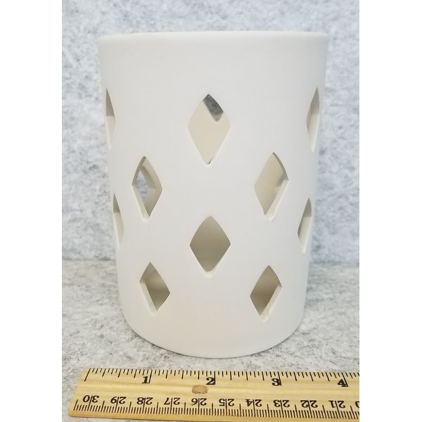 Bisque - Cylinder Candle Lantern 5.25"Tx4" Diameter (Unpainted, Ready for Glaze)