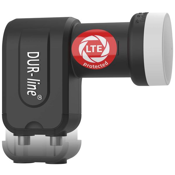 DUR-line +Ultra Twin LNB - 2 Teilnehmer schwarz - mit LTE-Filter [ Test SEHR GUT *] 2-Fach, digital mit Wetterschutz, Full HD, 4K,Premium-Qualität