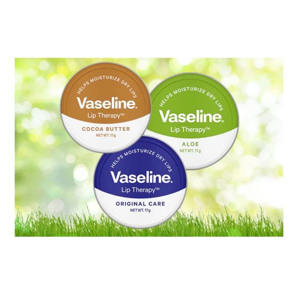 Vaseline Petroleum Jelly Lip Balms - THREE 20g Pocket Size Tins - Aloe Vera, Cocoa Butter, Original, Lip Repair Therapy Protects Dry Cracked