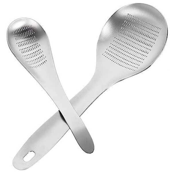 Operitacx 2pcs Garlic Grinder Spoon Stainless Steel Pepper Press Garlic Mincer