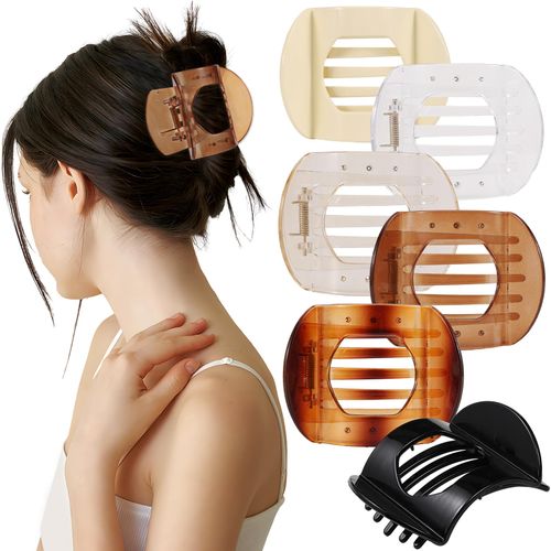 Molizummy 6 Pack Hair Clips for Women Square Hair Claw Clip for Thin Thick Curly Hair, Strong Hold Plastic Nonslip Claw Clip Neutral Colors