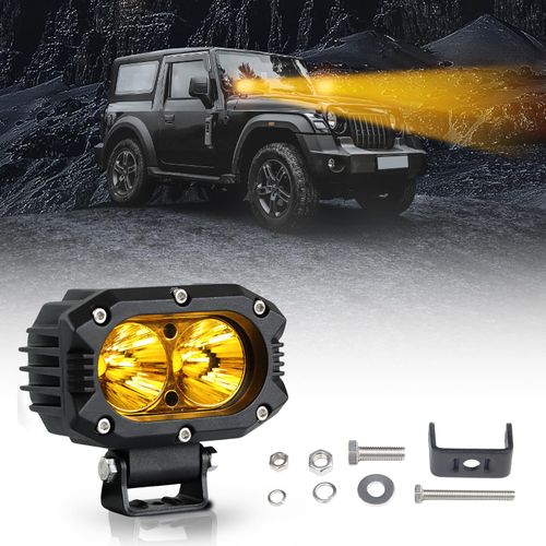 NAVOROGE LED Amber Fog Light, 4Inch Super Bright Led Yellow Driving Offroad Lights Yellow Flood Beam Pod Light for Truck SUV ATV UTV Jeep Wrangler Motorcycle - 1Pack