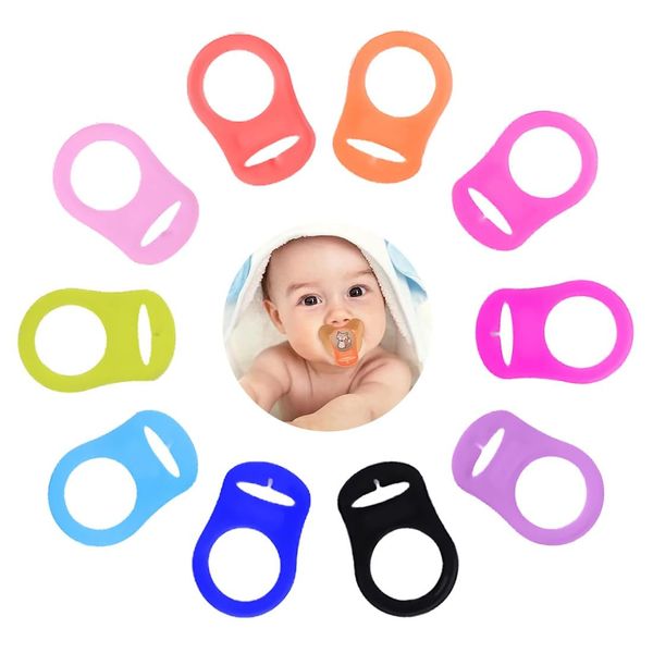 PNPGDYK 10Pcs Silicone Baby Dummy Pacifier Holder Clip Adapter Ring Button Style Pacifier Adapter, Baby Pacifier Ring Holder Clip Adapter for Baby Boys Girls-Multicolor