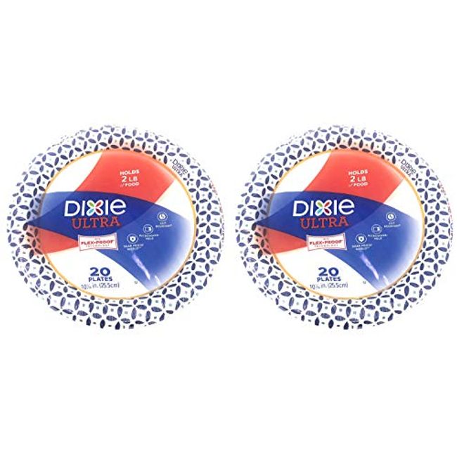 Dixie Paper Plates, 10 1/16 inch, Dinner Size Printed Disposable