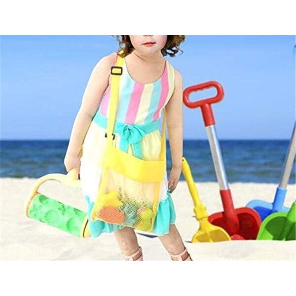 OOPKINS Beach Toys Mesh kids Beach Bag Adjusting the Shell Bag Beach Toy for Kids Beach Storage Bag Suitable for Childs Children Boys and Girls Fun of Collecting Seashells on Beach (5 Bag)