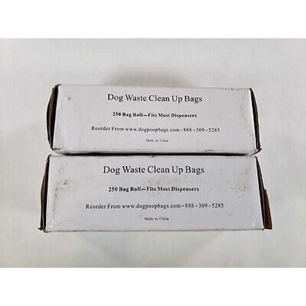 Lot Of 2 Dog Poop Bags Black Pet Waste Clean Up Bags 250 Pieces / Roll 8" x 15"