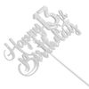 Silver Glitter Happy 13th Birthday Cake Topper - 13th Birthday Cake Topper, 13th Birthday Party Decoration