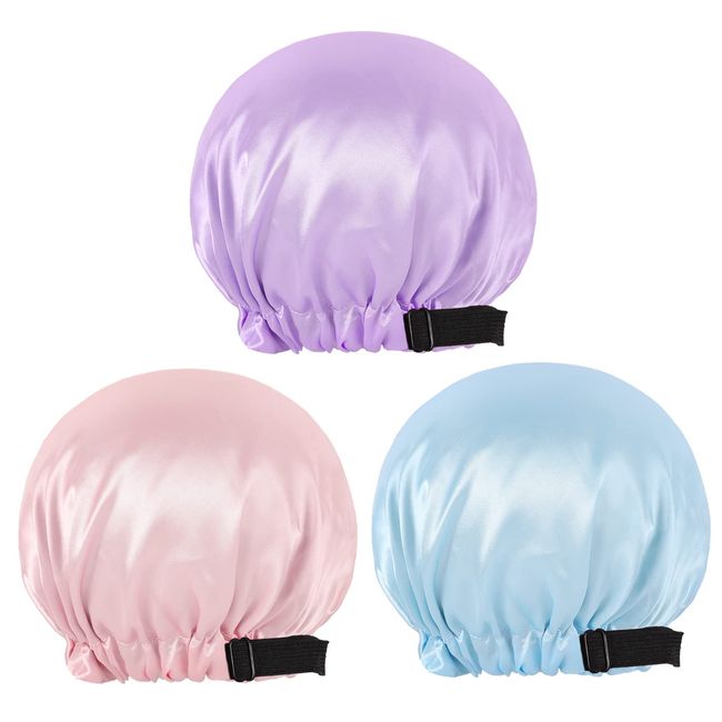 WSICSE 3 Pcs Baby Kids Bonnets, Adjustable Bonnet for Kids Toddler Double Layer Satin Bonnet for Sleeping