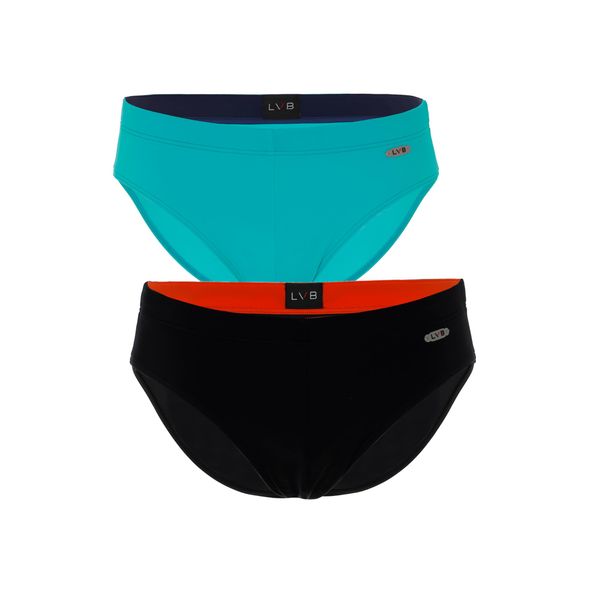 LVB Men's RCS Bi-Pack Swim Briefs (Pack of 2), Green and black