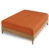 AMEHA Double Fitted Sheet - Rust Bed Sheets Extra Deep Pocket 16 inch (40 cm) Soft Brushed Microfiber for Double Bed