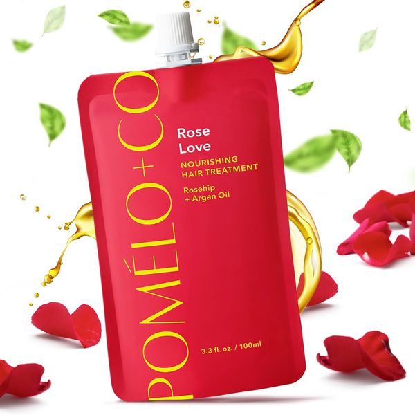 Pomélo+Co. 99,4% Natürliche Anti Frizz Haarmaske für bis zu 30 Haarwäschen/Haarmaske für sehr trockenes Haar, Haarpflege für kaputtes Haar, Haarkur blondiertes Haar/ROSE LOVE / 100ml