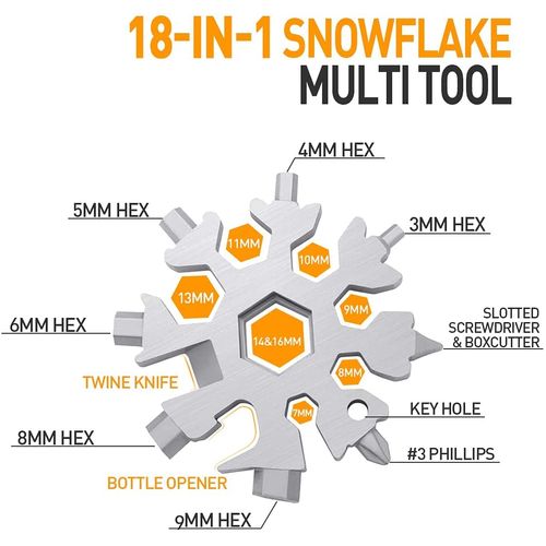Gifts for Men, 18-in-1 Snowflake Multitool, Unique Mens Gifts for Dad Him Husband Grandpa, Dad Gifts for Men Who Have Everything, Birthday Gifts for Men, Cool Gadgets Tools for Men