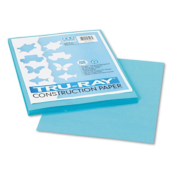 Pacon 103007 Tru-Ray Construction Paper, 76 lbs., 9 x 12, Turquoise, 50 Sheets/Pack