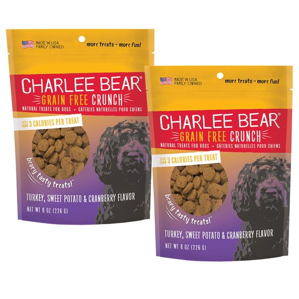 Charlee Bear Crunch Turkey, Sweet Potato & Cranberry Flavor Dog Treat and Snack (2 Pack) 8 oz Each