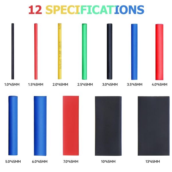 Preciva 1200 Pieces Heat Shrink Tubing, Electric Insulation Heat Shrink Wrap Cable Sleeve, Cable Insulated Sleeving Tubes, Shrink Ratio 2: 1, 5 Colors, 12 Sizes