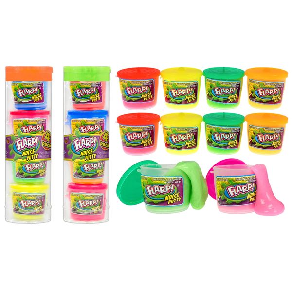 JA-RU Mini Flarp Noise Putty Fidget Toy (2 Tubes with 8 Mini Flarps) 4 Mini Putty per Pack. Stress Relief Toy, Bulk Slime Party Favors for Kids Stocking Stuffer. Plus Bouncy Ball 336-2p