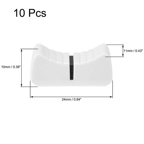 uxcell Fader Knobs Fader Slider Knob Switch Console Mixer for Potentiometers, White, Black, 24x11x10mm Pack of 10