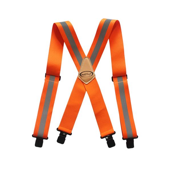 Work Suspenders|Reflective Suspenders Safety Hi Viz Suspenders with Orange 2" Wide Adjustable Webbing and Elastic Braces X Shape with Very Strong Clips - Heavy Duty Suspenders(Hi Viz Orange)…