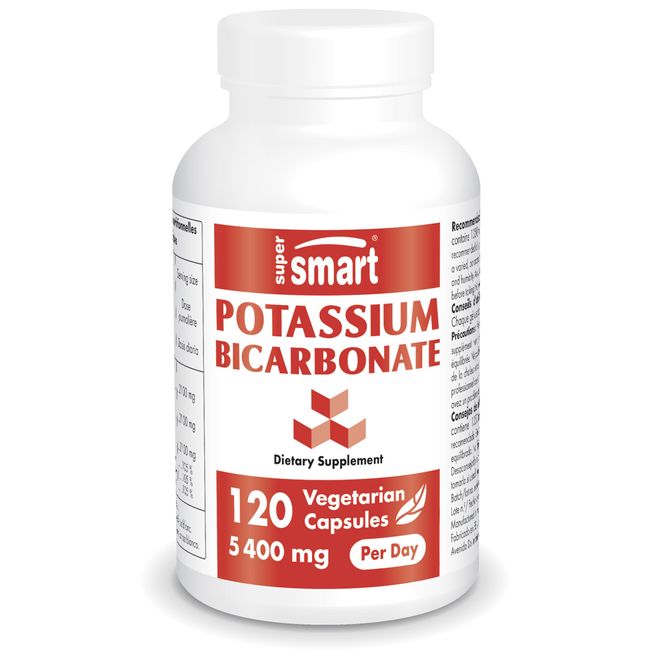 Supersmart - Potassium Bicarbonate 5400 mg Per Serving - for Acid-Base Balance & Healthy Cardiovascular System | Non-GMO & Gluten Free - 120 Vegetarian Capsules