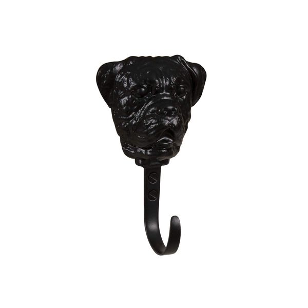 Tack Room Studio Boxer Solid Brass Dog Hook Hanger- for Leashes and More (Black)