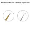 Tweezers for Eyelash Extension - Long 45° Angular Tip Tweezers - Hand Crafted Surgical Stainless Steel Precision Tweezers (Metallic Gold Powder Coated)