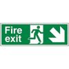 V Safety Fire Exit - Fire Exit Arrow Down Right - 300 X 100mm
