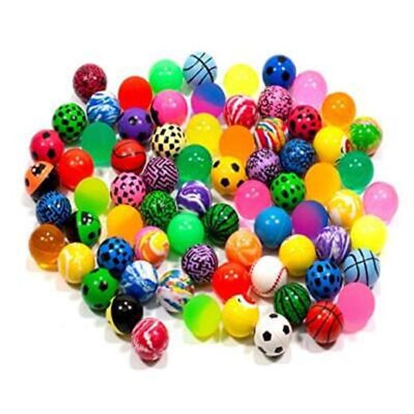 Pieces Assorted Colorful Bouncy Balls Bulk Mixed Pattern High Bouncing 100