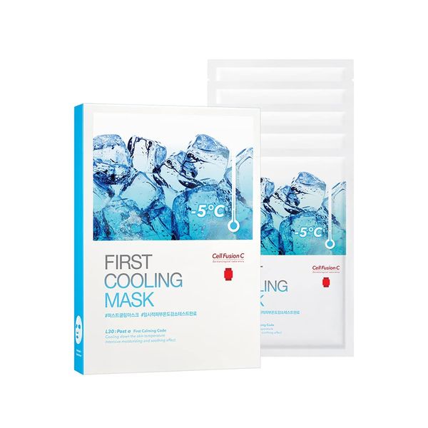 Cell Fusion C Post Alpha First Cooling Sheet Mask, Instant Cooling Sensation with Glacial Water, Cooling and Hydrating Facial Mask for Sensitive Skin, 5 sheets of 1 pack