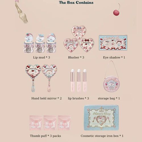 Flower Knows Never's Shop All-in-One Gift Set Makeup Professional Box Lip Cream Blusher Eyeshadow Kit 17 Pieces