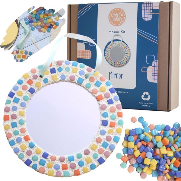 Crafty You Crafty Me - Mosaic Mirror Craft Kits, Creative Activity Gifts, Craft Kit for Adults, Arts & Crafts Kit (Rainbow), Made in UK