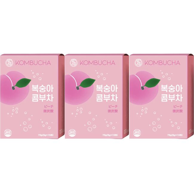 ヒルズラボ コンブチャ HEALSLAB KOMBUCHA ピーチ味 (5g×15 包)3箱セット 微炭酸 韓国製 乳酸菌 酵母菌 発酵 置き換えダイエット