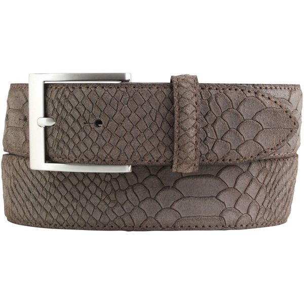 Gürtel mit Pythonprägung 4 cm | Leder-Gürtel für Damen Herren 40mm Schlangen-Optik |Schlangen-Muster Python-Muster | Braun 105cm