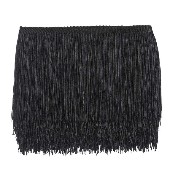 AWAYTR 10 Yards Sewing Fringe Trim - 4in Wide Tassel for DIY Craft Clothing and Dress Decoration (Black, 4 Inches Wide)