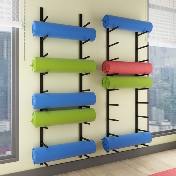 Wall-mounted foam roller holder organizer yoga mat Pilates 4-6 8-9, white 9