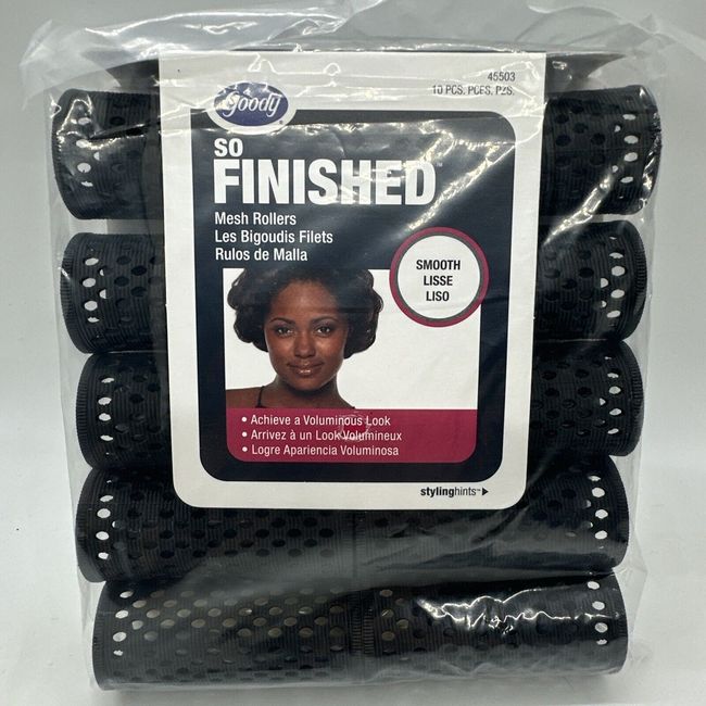 Goody Women's Mesh Rollers & Pins So Finished 10 Piece Black Voluminous Look