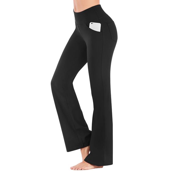 IUGA Bootcut Yoga Pants with Pockets for Women Wide Leg Pants High Waist Workout Pants Tummy Control Work Pants 4 Pockets