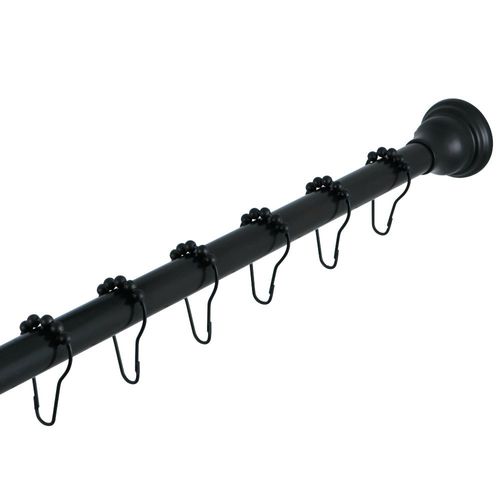 FurnOrama Straight Shower Curtain Rod with Shower Curtain Rings44; Oil Rubbed Bronze