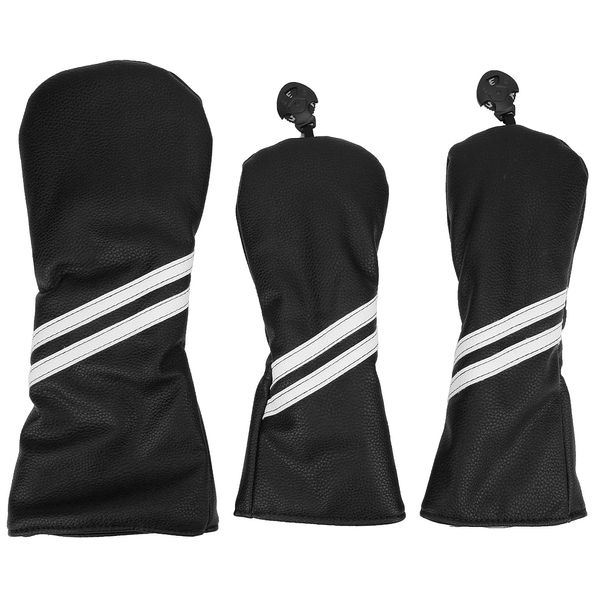 VGEBY 3 Stück/Set Golf Wood Headcover Cover Set Streifen Cue Headcovers Golf Club Head Covers für Fahrer(schwarz) Sportinggoods Golf Sportinggoods Golf Sportinggoods Golf