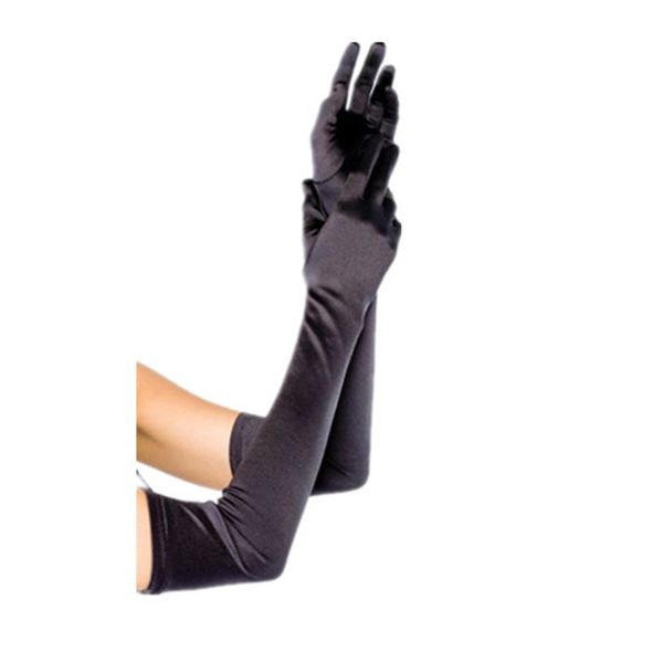 DreamHigh Womens 22 inches Finger Mittens Over Elbow Long Black/White Evening Gloves-Black