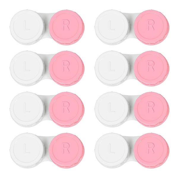 Dhoptical 8 Pack Pink Contact Lens Cases,Outdoor Portable Mini Contact Lens Kit,Perfect for Travel & Everyday Use