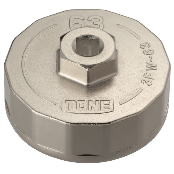 TONE Oil Filter Wrench (Cup-shaped) 3FW-63 Insertion Angle 0.37 inches (9.5 mm) (3/8") Diameter 2.5 inches (63 mm)