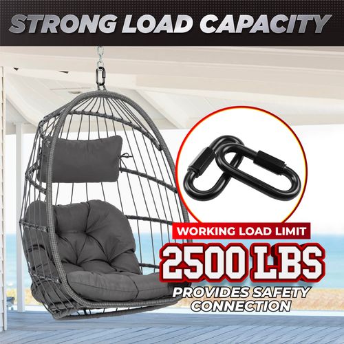 PAMAZY 2PCS 4.2” Heavy Duty Chain Quick Links, 2500 LBS Weight Capacity, Durable, Anti-Rust, High Strength Chain Connector, Carabiner for Big Chain Connecting, Hammock Hanging, Hiking, Camping