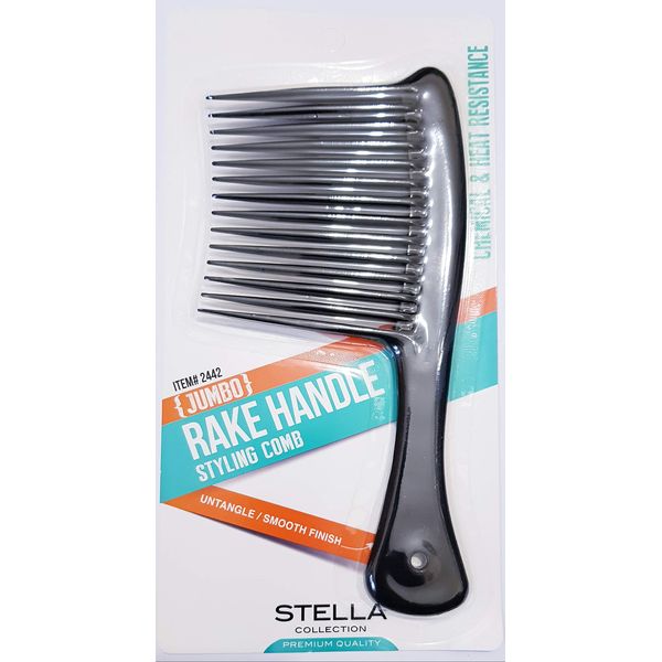 Stella Collection Styling Rake Handle Jumbo Wide Tooth Comb Untangle/Smooth Finish Item No 2442