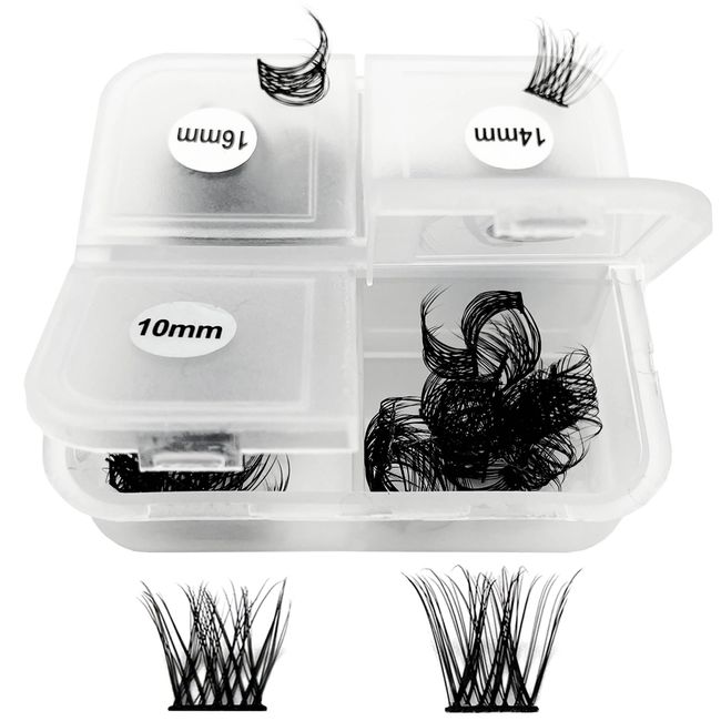 Lashes Cluster D Curl DIY Eyelash Extension Ninglash NF14 Lashes, 96 Pcs Individual Lash Extensions, Soft Natural Lightweight 10/12/14/16mm Mix Resuale Eyelash for Home use