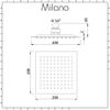 Milano Arvo 200mm Square Ultra Thin Fixed Rainfall Shower Head - Chrome