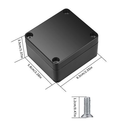 4 Pcs IP65 Waterproof Junction Boxes, Black Plastic External Electrical Junction Boxes, ABS Enclosure Project Boxes, Outdoor Cable Connector Electronic Junction Box, 63x58x35 mm