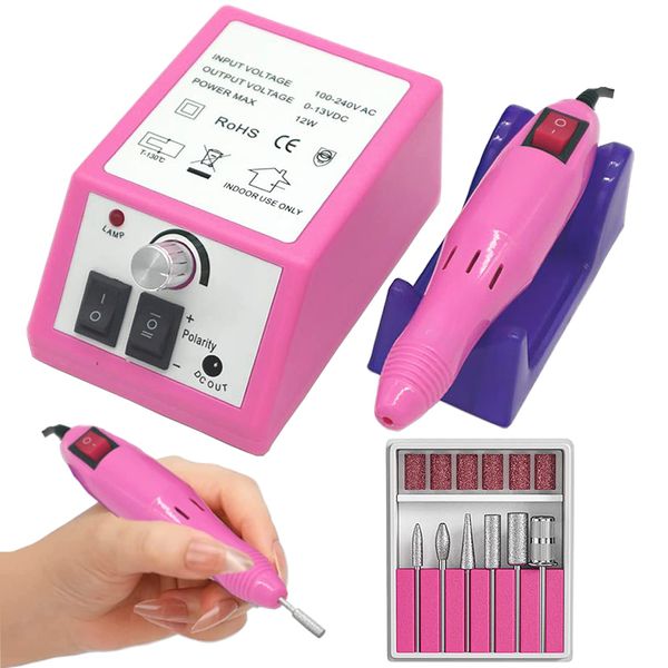 FATUXZ Electric Nail Drill Machine 20000 RPM, Acrylic Nail Tools for Thick Nails File Kit, Gel Nails Manicure Pedicure Polisher Sets for Home Salon Use