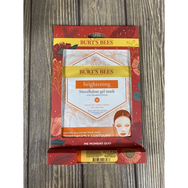 Burts Bees Brightening Biocellulose Gel Mask Sweet Mandarin Lip Balm Gift Set