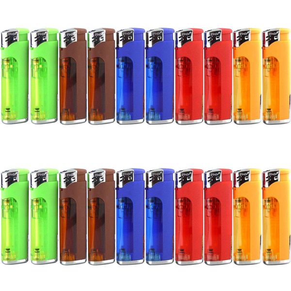 20 Pack Refillable Butane Cigarette Lighter with LED Flashlight