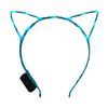 FlashingBlinkyLights Light Up Cat Ears Kitty Headband with Starlight Aqua LEDs